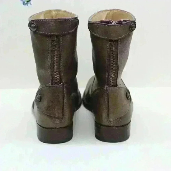 Frye Melissa Women’s Brown Leather Zip Snap Short Ankle Boots Size US 7.5 B - Picture 6 of 11